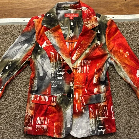 Gabrilla Molinari NWOT Women's 6 Multicolor Blazer Button Up Sleeves Never Worn - Picture 4 of 12